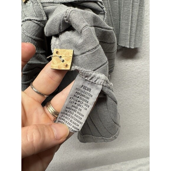 Focus Casual Life Womens Jacket Size M Gray Boho Ribbed Painted Button Lagenlook - Picture 3 of 7